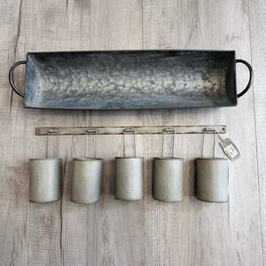 Metal Decor Rustic Farm House Bundle Metal Wall Hanging Buckets Table Top Decor